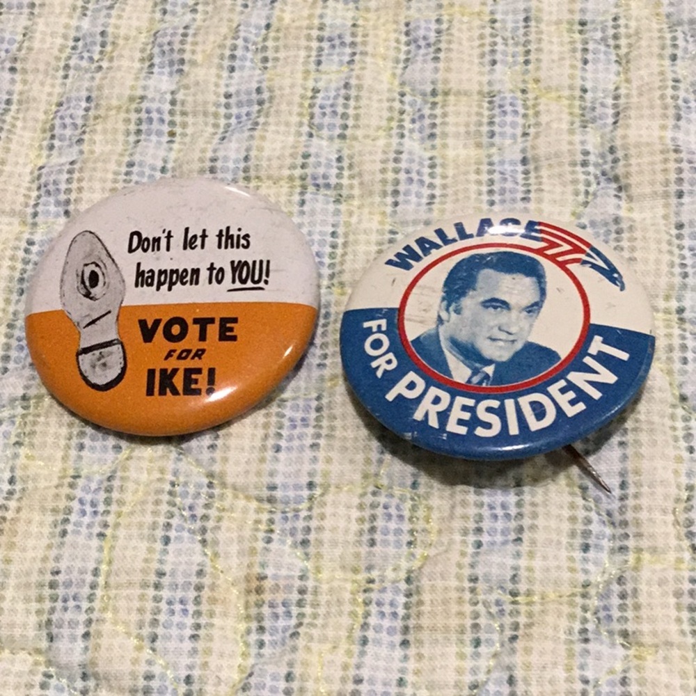 Eisenhower 1956 Wallace 1968 Presidential Pins old